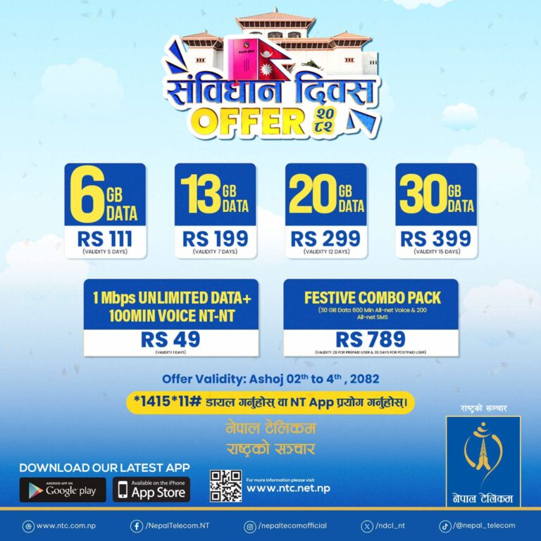 संविधान दिवस २०८२ को अवसरमा नेपाल टेलिकमको विशेष प्याकेज अफर